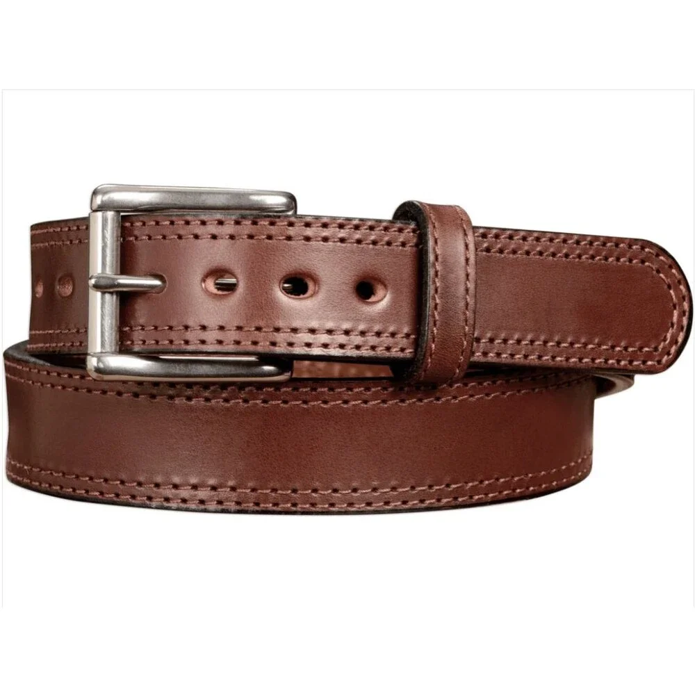 Bullhide Belts The Eastwood Mens Brown Double Stitched Leather Belt Max Thick 32